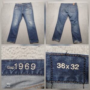 Gap 1969 Jeans Mens 36x32 Blue Medium Wash Straight Leg read
